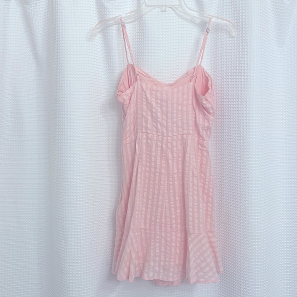 Lovers and Friends Revolve Pink Striped Bow Tie Cut Out Front Mini Dress Small - Picture 3 of 3